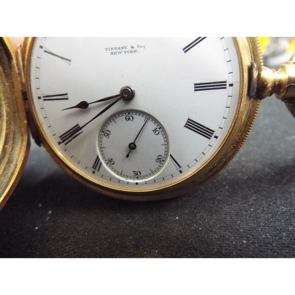Vintage Tiffany & Co. Pocket Watch 18K Yellow Gold #'d 100514 Working 92gr - Picture 6 of 10
